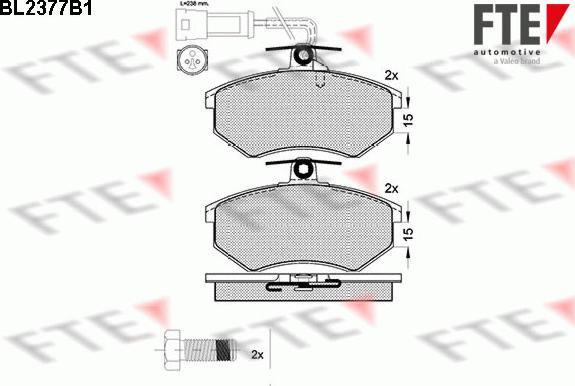 FTE BL2377B1 - Kit pastiglie freno, Freno a disco www.autoricambit.com