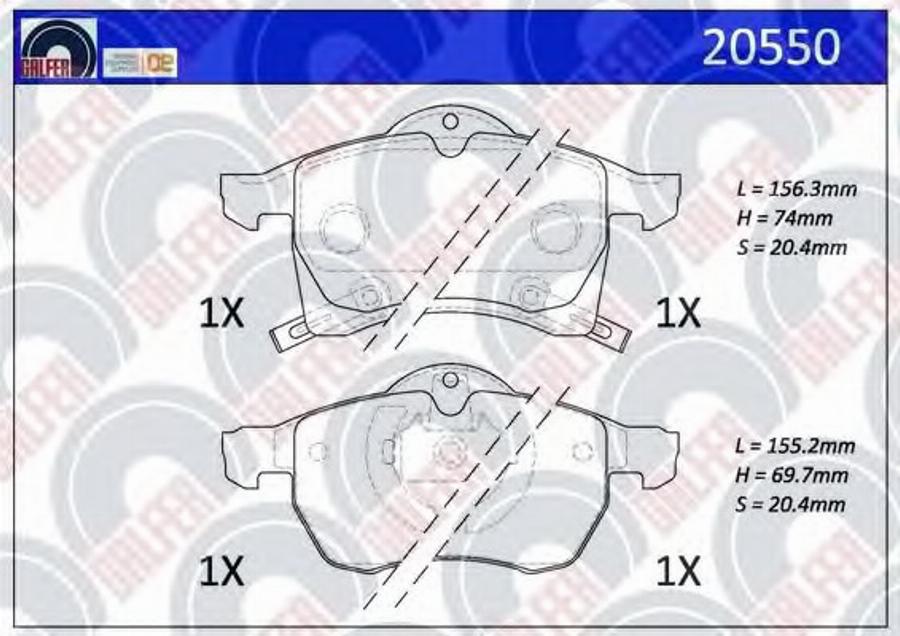 Galfer 20550 - Kit pastiglie freno, Freno a disco www.autoricambit.com