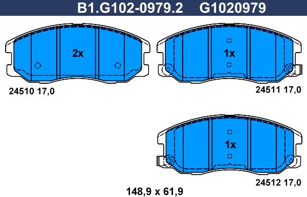 Galfer B1.G102-0979.2 - Kit pastiglie freno, Freno a disco www.autoricambit.com