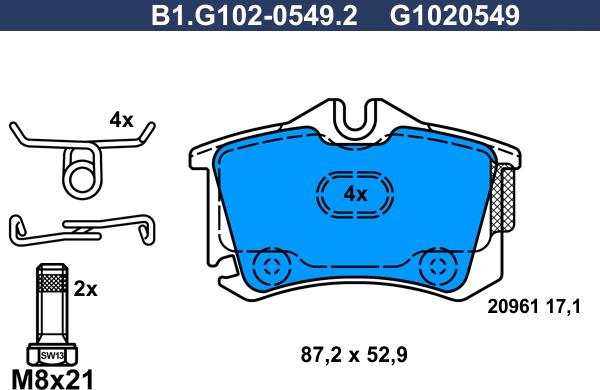 Galfer B1.G102-0549.2 - Kit pastiglie freno, Freno a disco www.autoricambit.com