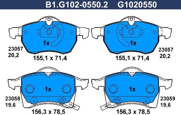 Galfer B1.G102-0550.2 - Kit pastiglie freno, Freno a disco www.autoricambit.com