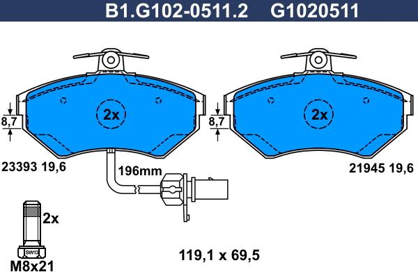 Galfer B1.G102-0511.2 - Kit pastiglie freno, Freno a disco www.autoricambit.com