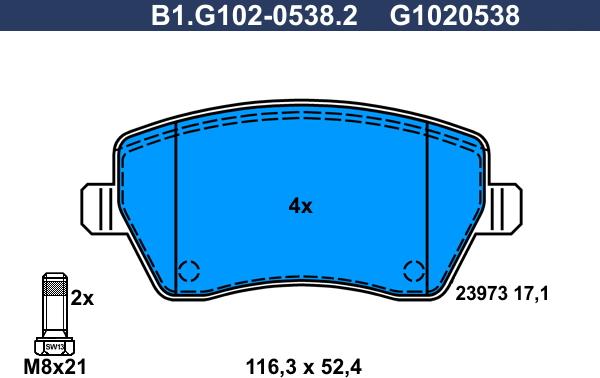 Galfer B1.G102-0538.2 - Kit pastiglie freno, Freno a disco www.autoricambit.com