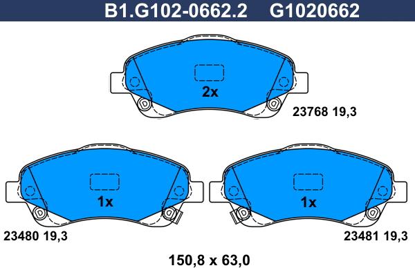 Galfer B1.G102-0662.2 - Kit pastiglie freno, Freno a disco www.autoricambit.com