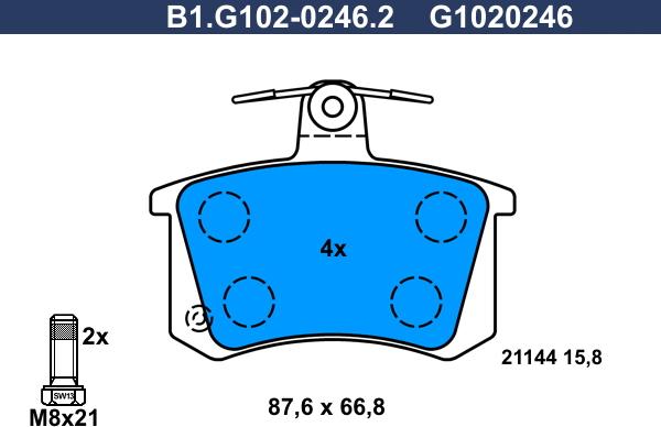 Galfer B1.G102-0246.2 - Kit pastiglie freno, Freno a disco www.autoricambit.com
