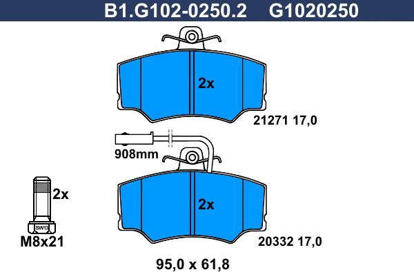 Galfer B1.G102-0250.2 - Kit pastiglie freno, Freno a disco www.autoricambit.com