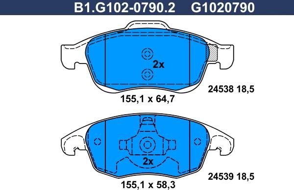 Galfer B1.G102-0790.2 - Kit pastiglie freno, Freno a disco www.autoricambit.com