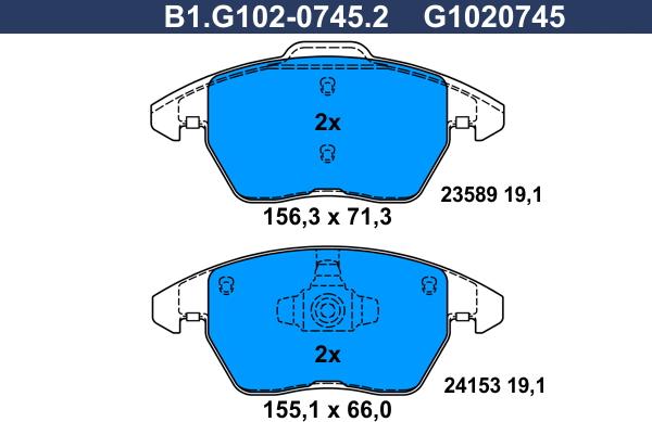 Galfer B1.G102-0745.2 - Kit pastiglie freno, Freno a disco www.autoricambit.com