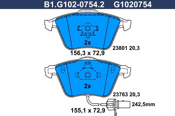 Galfer B1.G102-0754.2 - Kit pastiglie freno, Freno a disco www.autoricambit.com