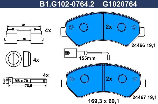 Galfer B1.G102-0764.2 - Kit pastiglie freno, Freno a disco www.autoricambit.com