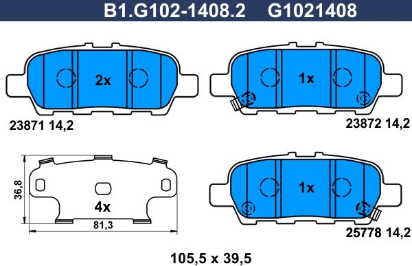 Galfer B1.G102-1408.2 - Kit pastiglie freno, Freno a disco www.autoricambit.com