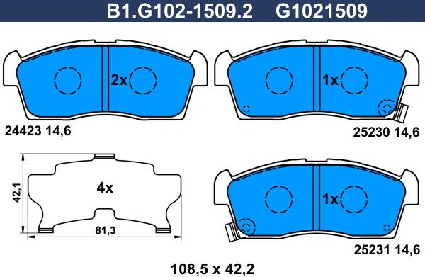 Galfer B1.G102-1509.2 - Kit pastiglie freno, Freno a disco www.autoricambit.com