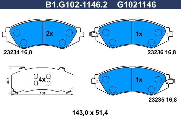 Galfer B1.G102-1146.2 - Kit pastiglie freno, Freno a disco www.autoricambit.com