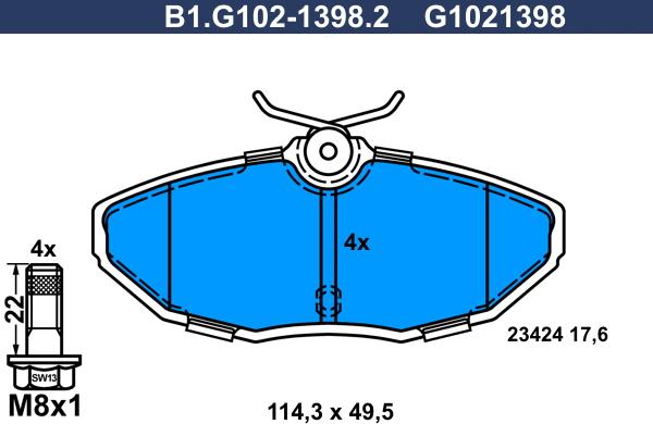 Galfer B1.G102-1398.2 - Kit pastiglie freno, Freno a disco www.autoricambit.com