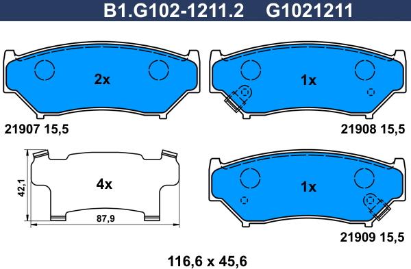 Galfer B1.G102-1211.2 - Kit pastiglie freno, Freno a disco www.autoricambit.com