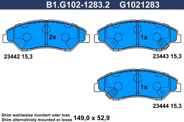 Galfer B1.G102-1283.2 - Kit pastiglie freno, Freno a disco www.autoricambit.com