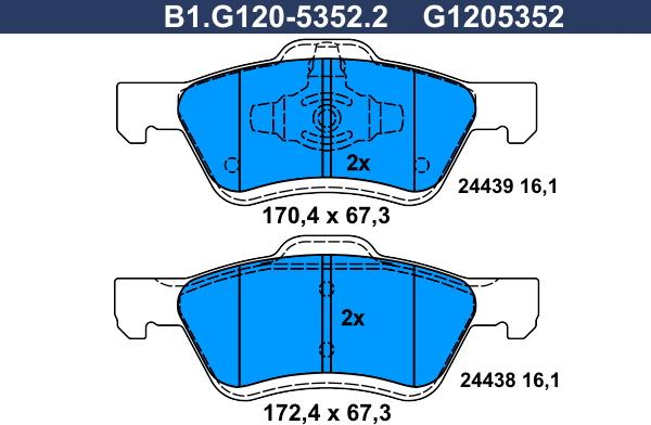 Galfer B1.G120-5352.2 - Kit pastiglie freno, Freno a disco www.autoricambit.com