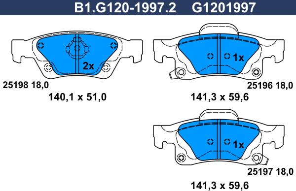 Galfer B1.G120-1997.2 - Kit pastiglie freno, Freno a disco www.autoricambit.com