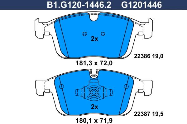 Galfer B1.G120-1446.2 - Kit pastiglie freno, Freno a disco www.autoricambit.com