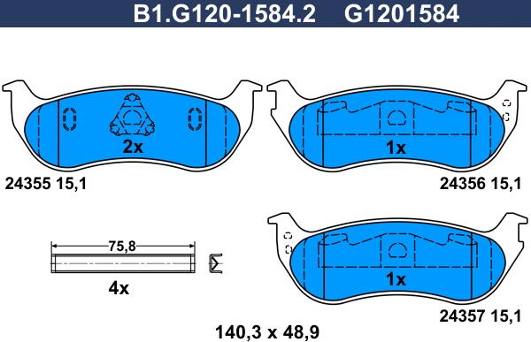 Galfer B1.G120-1584.2 - Kit pastiglie freno, Freno a disco www.autoricambit.com