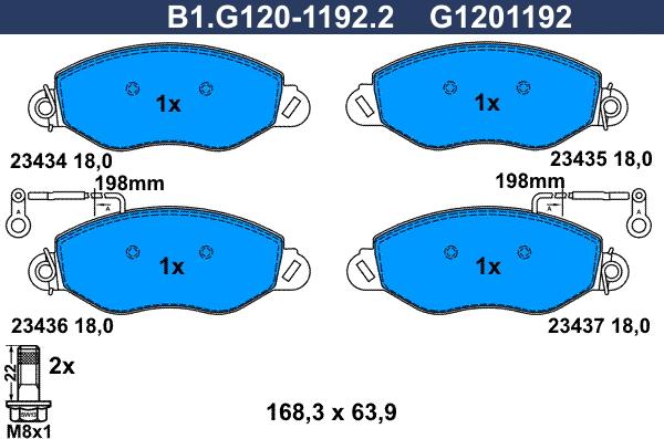 Galfer B1.G120-1192.2 - Kit pastiglie freno, Freno a disco www.autoricambit.com