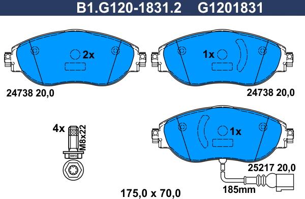 Galfer B1G12018312 - Kit pastiglie freno, Freno a disco www.autoricambit.com