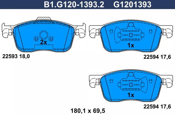 Galfer B1.G120-1393.2 - Kit pastiglie freno, Freno a disco www.autoricambit.com