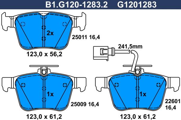 Galfer B1.G120-1283.2 - Kit pastiglie freno, Freno a disco www.autoricambit.com