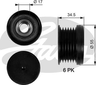 Gates OAP7090 - Puleggia cinghia, Alternatore www.autoricambit.com