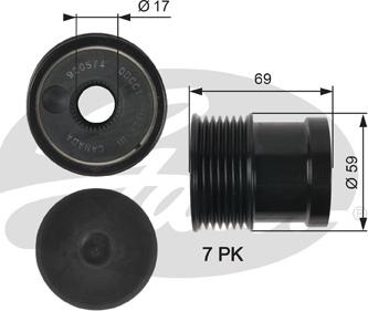 Gates OAP7069 - Puleggia cinghia, Alternatore www.autoricambit.com