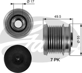 Gates OAP7086 - Puleggia cinghia, Alternatore www.autoricambit.com