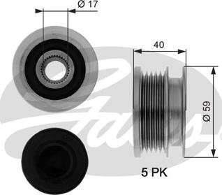 Gates OAP7074 - Puleggia cinghia, Alternatore www.autoricambit.com