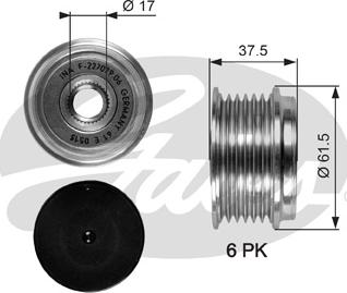 Gates OAP7075 - Puleggia cinghia, Alternatore www.autoricambit.com