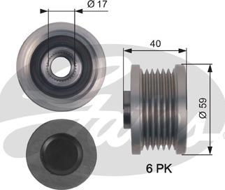 Gates OAP7144 - Puleggia cinghia, Alternatore www.autoricambit.com