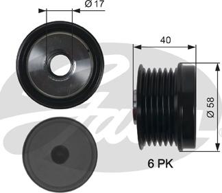 Gates OAP7158 - Puleggia cinghia, Alternatore www.autoricambit.com