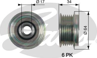 Gates OAP7167 - Puleggia cinghia, Alternatore www.autoricambit.com