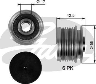 Gates OAP7106 - Puleggia cinghia, Alternatore www.autoricambit.com