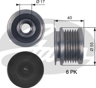 Gates OAP7114 - Puleggia cinghia, Alternatore www.autoricambit.com