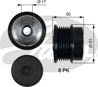 Gates OAP7186 - Puleggia cinghia, Alternatore www.autoricambit.com