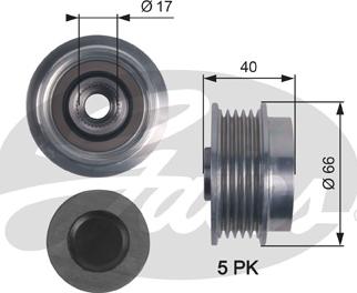 Gates OAP7122 - Puleggia cinghia, Alternatore www.autoricambit.com