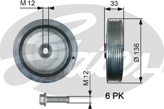 Gates TVD1008A - Puleggia cinghia, Albero a gomiti www.autoricambit.com