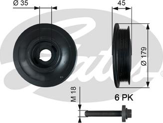 Gates TVD1012A - Puleggia cinghia, Albero a gomiti www.autoricambit.com