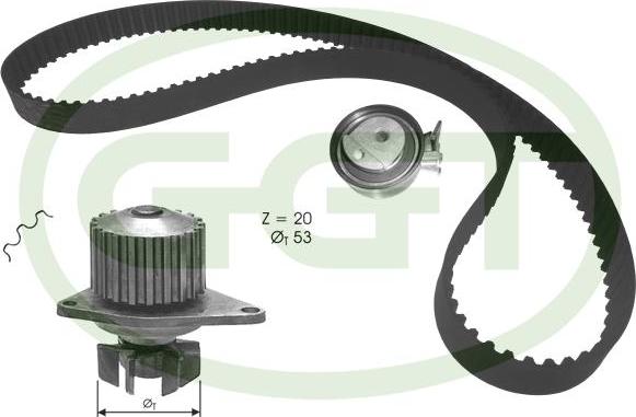 GGT KPA20134 - Pompa acqua + Kit cinghie dentate www.autoricambit.com