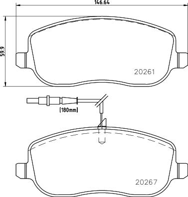 HELLA 8DB 355 010-501 - Kit pastiglie freno, Freno a disco www.autoricambit.com