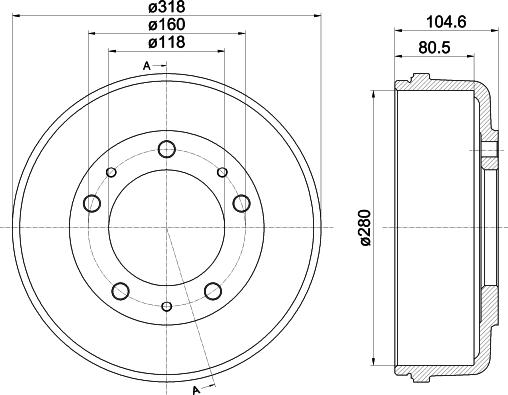 HELLA 8DT 355 300-451 - Tamburo freno www.autoricambit.com