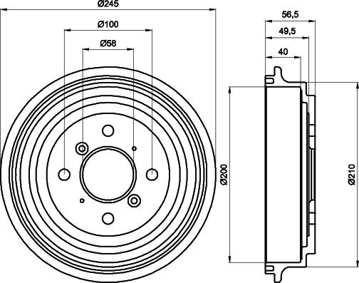 HELLA 8DT 355 300-571 - Tamburo freno www.autoricambit.com