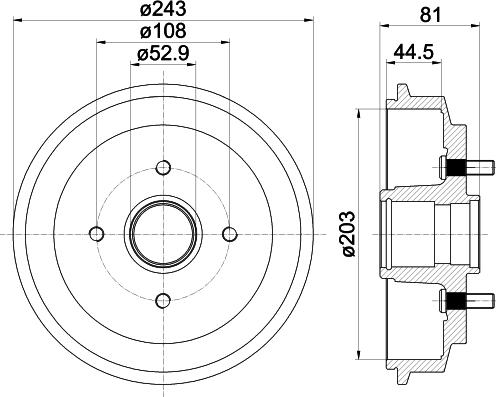 HELLA 8DT 355 300-601 - Tamburo freno www.autoricambit.com