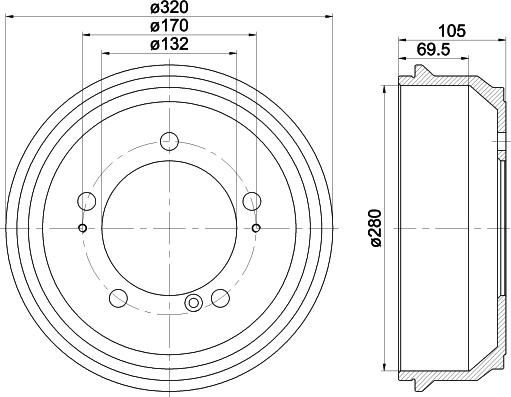 HELLA 8DT 355 300-631 - Tamburo freno www.autoricambit.com