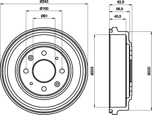 HELLA 8DT 355 300-231 - Tamburo freno www.autoricambit.com