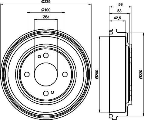 HELLA 8DT 355 301-981 - Tamburo freno www.autoricambit.com